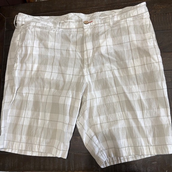 Tommy Bahama Other - Tommy Bahama Relax Mens 40 Plaid Shorts White Tan Tencel Cotton Blend Stretch